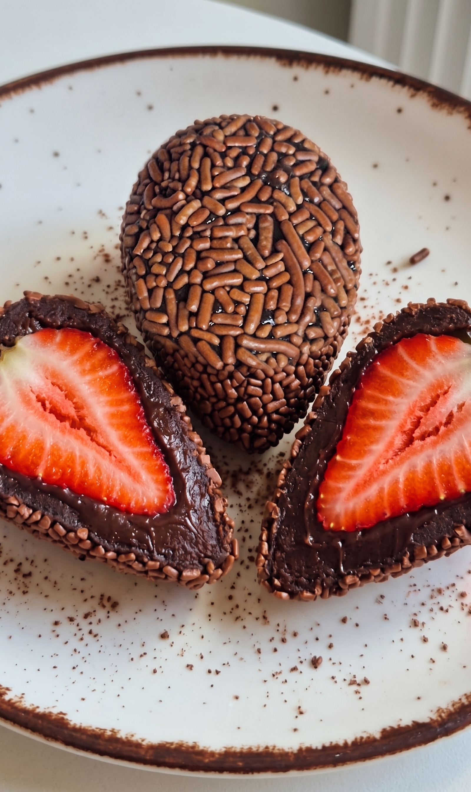 Coxinha de Morango com Brigadeiro